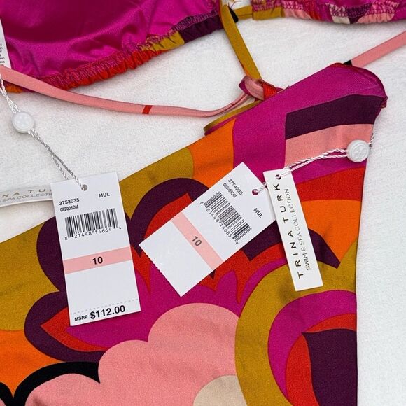 Trina Turk Fan Fair Triangle Top & Fan Faire Ring Hipster Bottom Size 10 - Picture 8 of 11